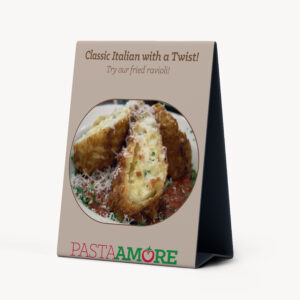table tent mockup, appetizer side.