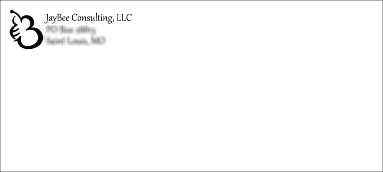 jaybee consulting envelope with a blurred section of sensitive information
