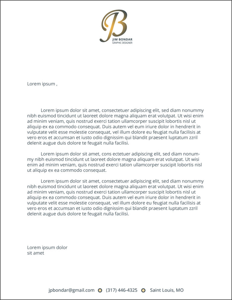 jim bondar's letterhead with sample text
